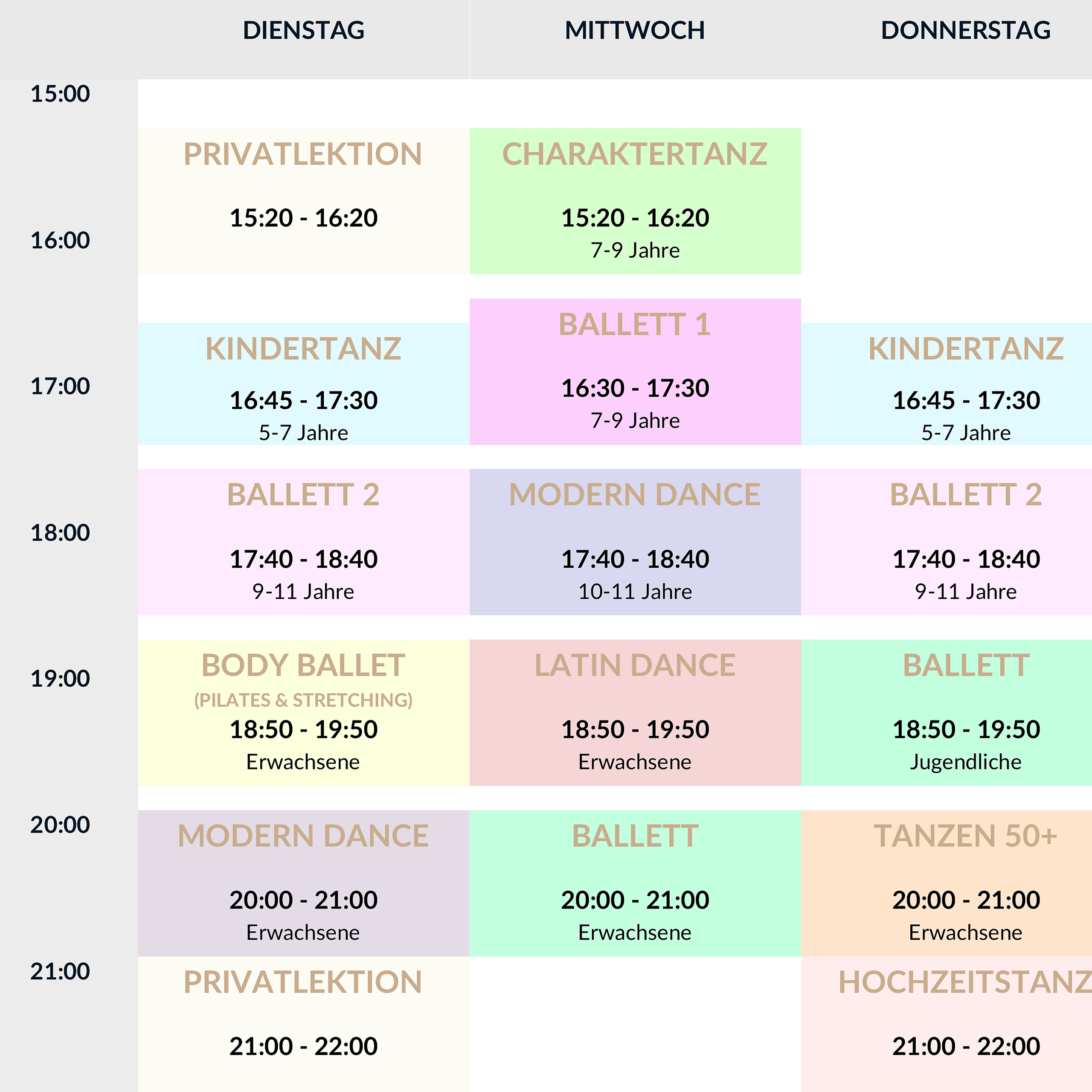 Stundenplan Tanzschule Zürich – Tanzgeheimnis